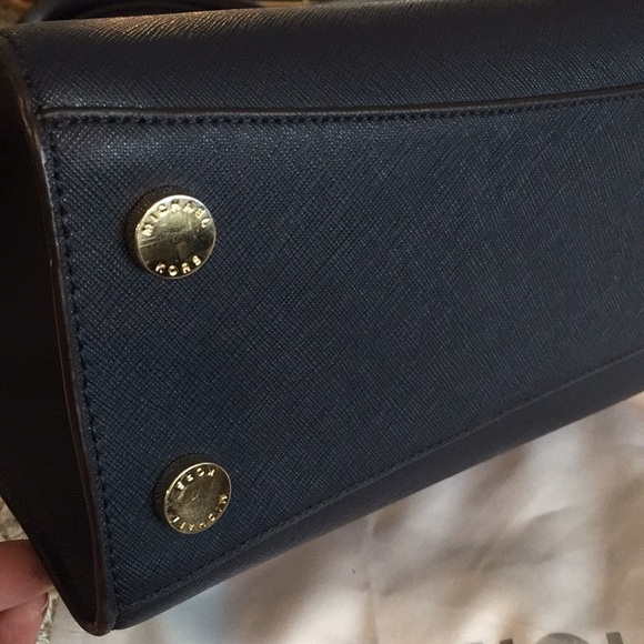 Michael Kors Karla East West Satchel Leather Navy - Picture 9 of 13